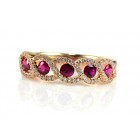 0.91 Cts. 18K Rose Gold 5 Red Rubies Ring
